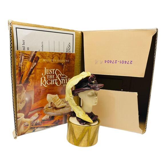 1999 Just the Right Style Feather Flair Hat Trinket Box 27401 by Raine MIB - Picture 4 of 10